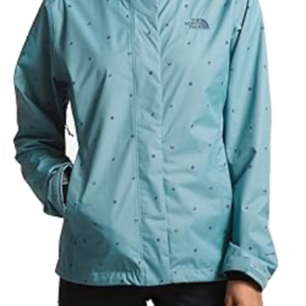 The North Face Blue rain jacket.